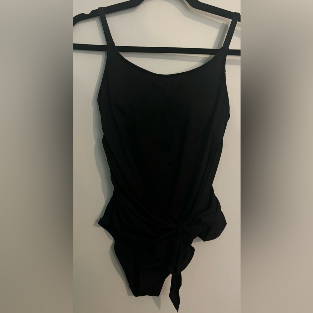 Kona Sol Womens Black Sarong Wrap‎ Front Lattice Back Swim Suit Sz Small Beach